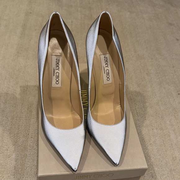 Jimmy Choo Anouk reflective  Silver Heels - Picture 4 of 11